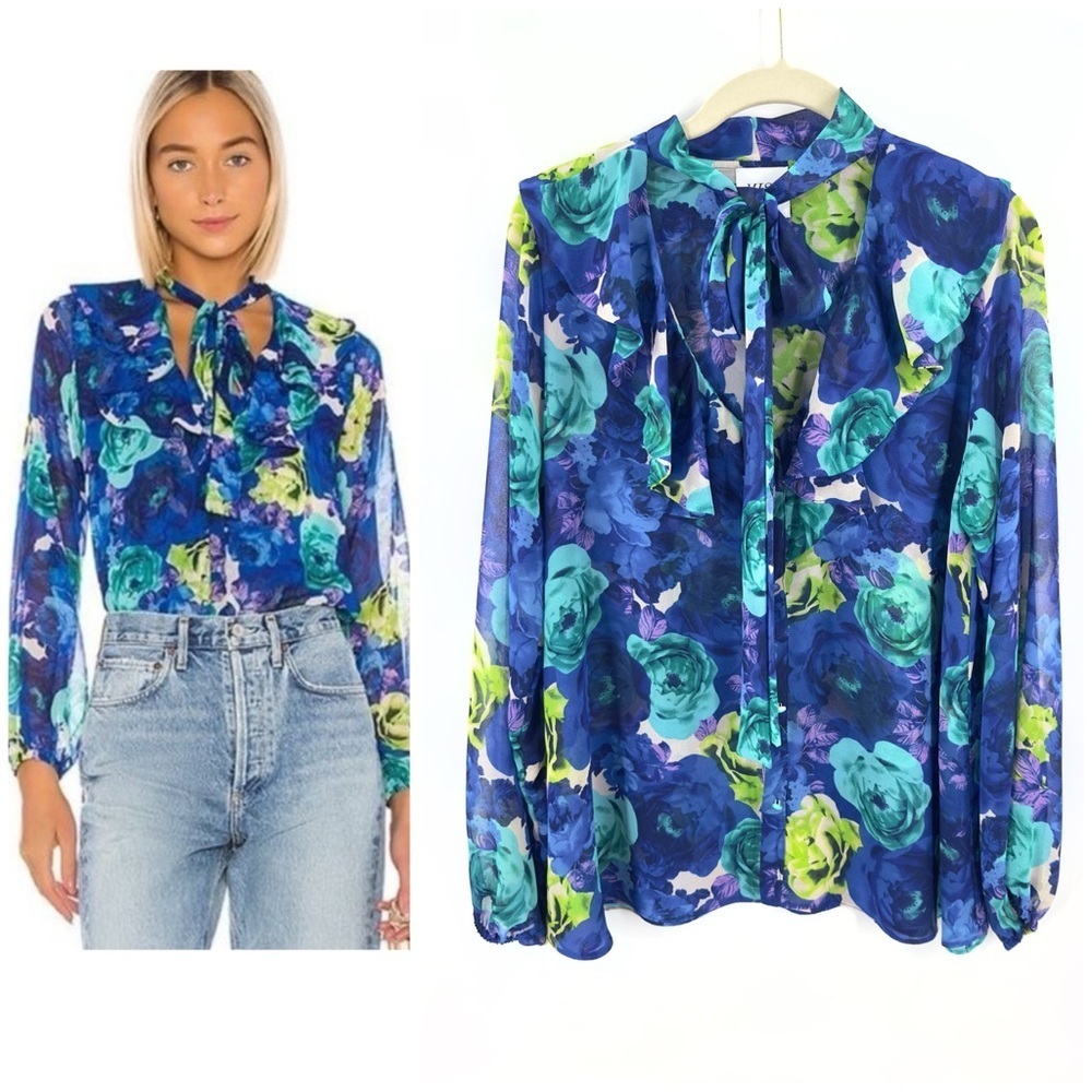 MISA Los Angeles Patia Button Down Top Womens Medium Floral Fairy Boho Jewel USA